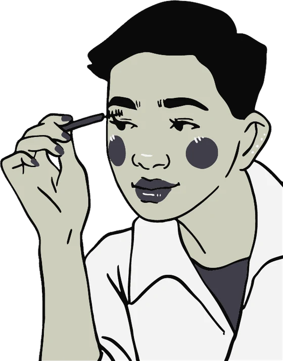 Illustration of a person applying mascara